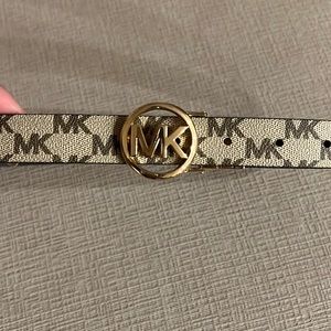 Tan Michael Kors MK logo belt